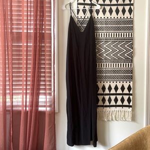 Topshop black slip dress with slit US Sz 10